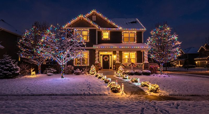 Christmas Lights Hanging in Overland Park, KS