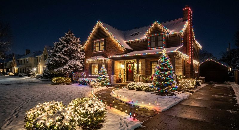 Christmas Lights Hanging in Overland Park, KS
