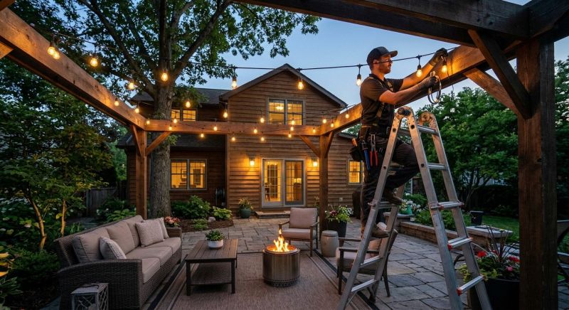 Terrace Lighting Installation in Overland Park, KS